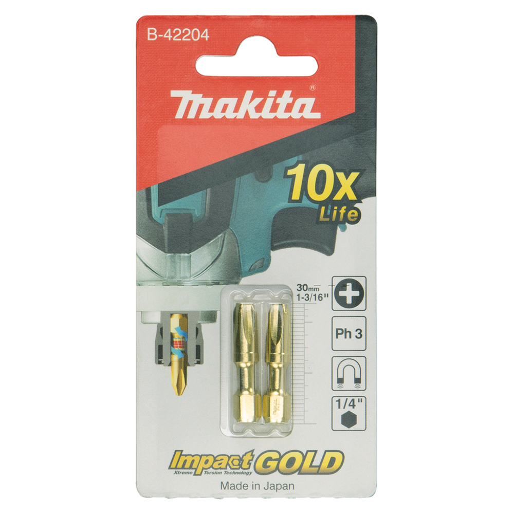 Торсіонна намагнічена біта Impact Gold, PH3, 30 мм Makita (B-42204)