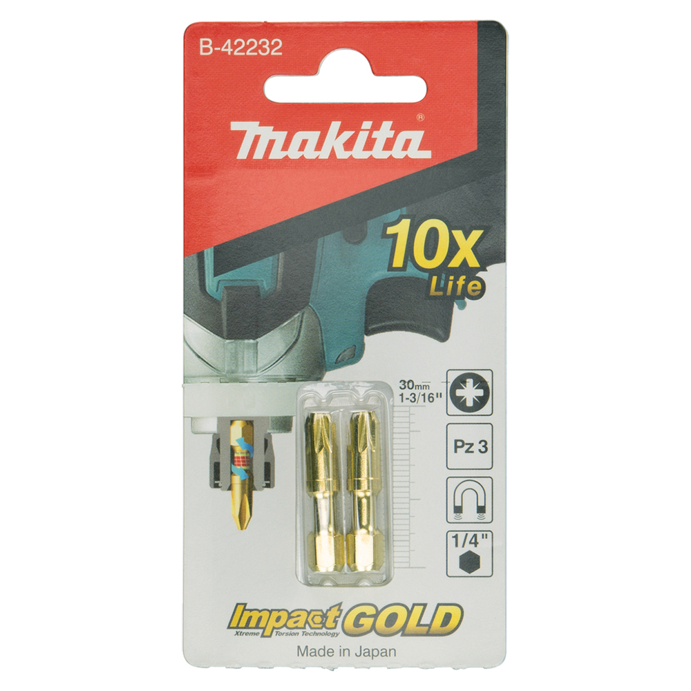 Торсіонна намагнічена біта Impact Gold, PZ3, 30 мм Makita (B-42232)