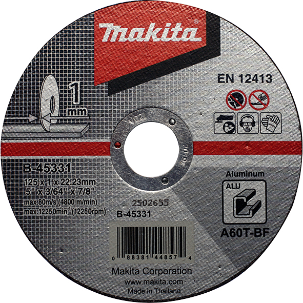 Тонкий відрізний диск для алюмінію 125x1.0 A60T, плаский Makita (B-45331)