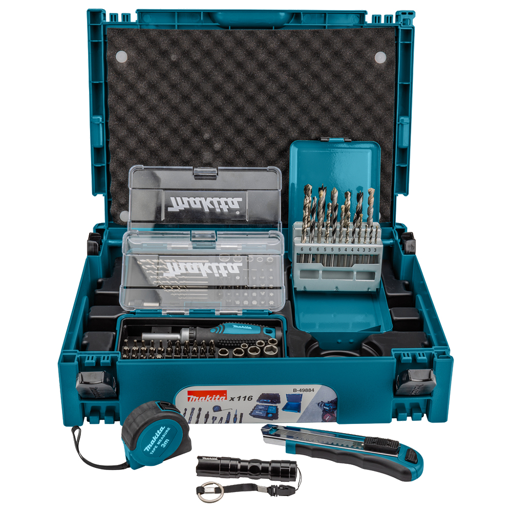 Комбінований набір свердл Makita 116 предметів (B-49884) Комбінований набір свердл Makita 116 предметів (B-49884)