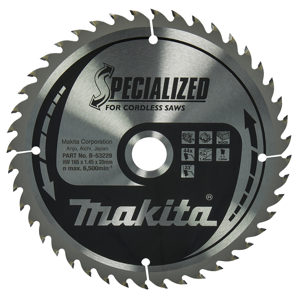 Пиляльний диск для акум. пил SPECIALIZED: дерево 165x20 мм 44T (B-53229) Пиляльний диск для акум. пил SPECIALIZED: дерево 165x20 мм 44T (B-53229)