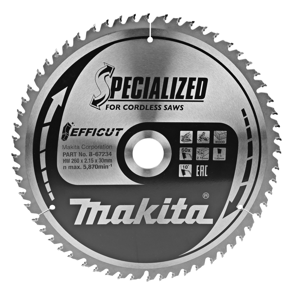 Пильный диск Makita Efficut SPECIALIZED 260х30 мм 60Т  (B-67234)