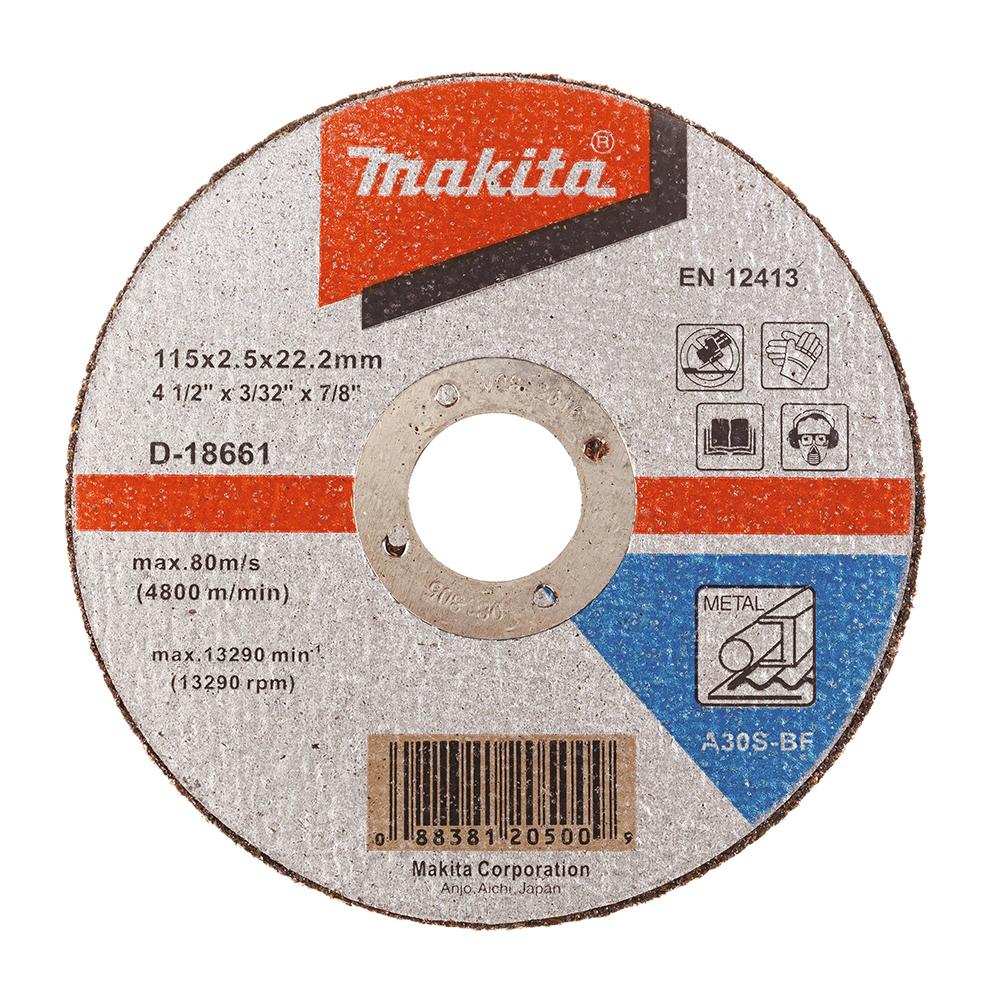 Відрізний диск по металу 115х2,5 30S, плаский Makita (D-18661)