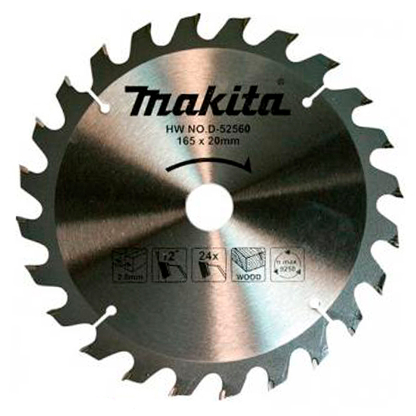 Пильный диск Makita ТСТ по дереву 165x20мм x 24 зубьев (D-52560)