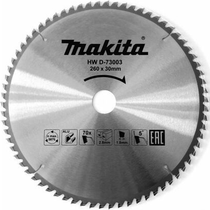Пильный диск Makita TCT для алюминия 260 мм 70 зубьев (D-73003)