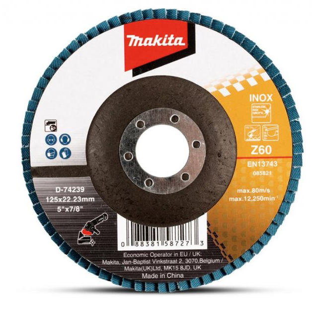 Лепестковый диск для нержавейки Makita 125 мм K60 (D-74239)