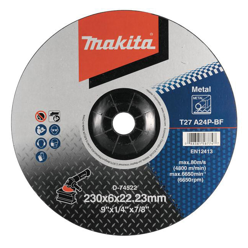 Шліфувальний диск по металу 230x6.0x22.23, A24P Makita (D-74522)