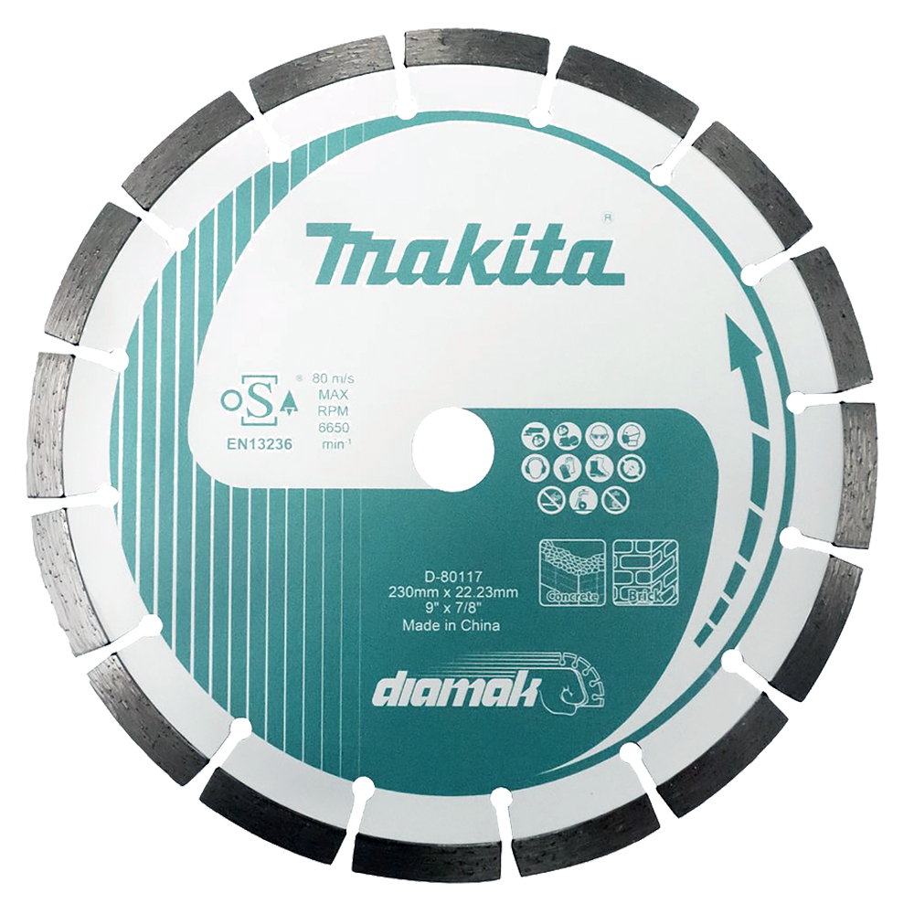 Алмазний диск Diamak: бетон, цегла, силікатна цегла, бруківка /сегмент 230x22,23 мм сух/мокр Makita (D-80117) Алмазний диск Diamak: бетон, цегла, силікатна цегла, бруківка /сегмент 230x22,23 мм сух/мокр Makita (D-80117)