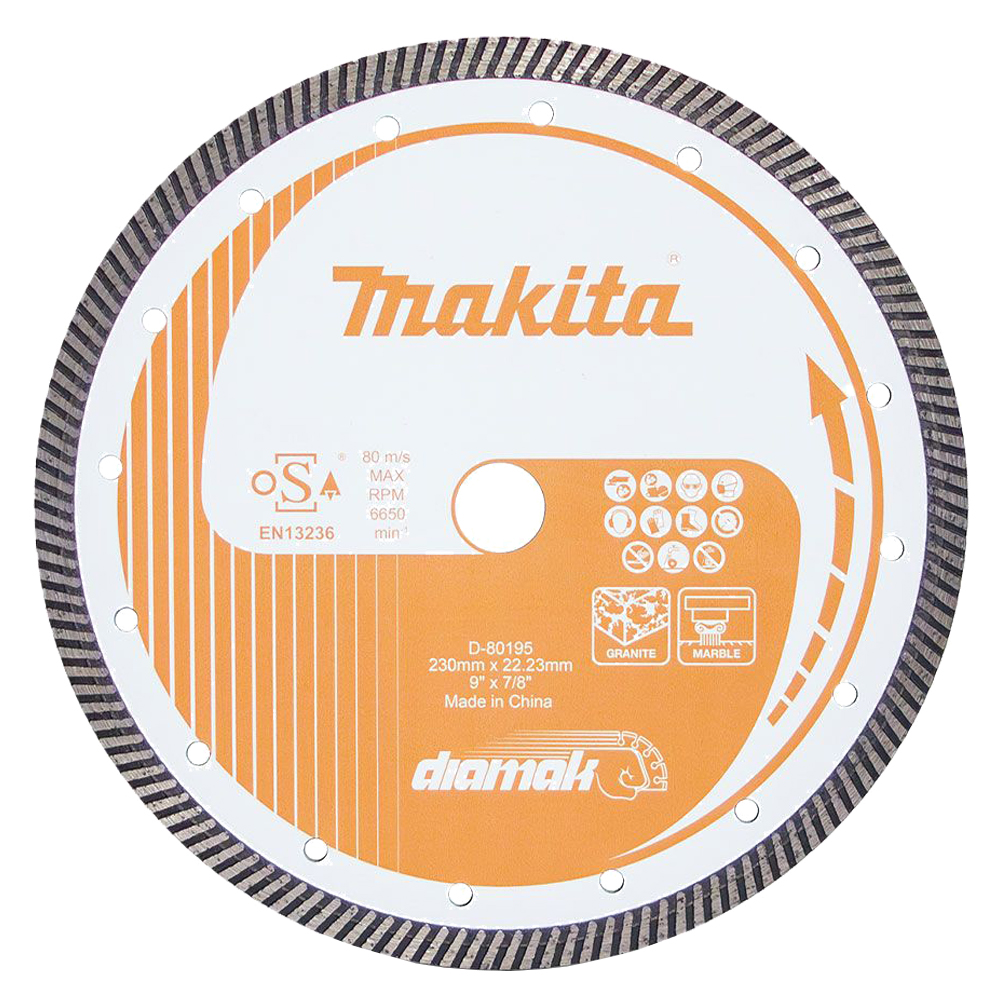Алмазний диск по бетону та мармуру турбо 230x22,23 мм Makita (D-80195) Алмазний диск по бетону та мармуру турбо 230x22,23 мм Makita (D-80195)