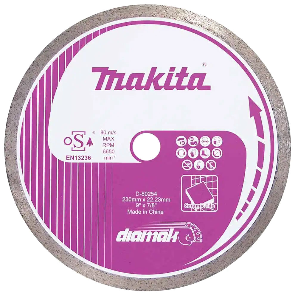 Алмазний диск по кераміці суцільний 230x22,23 мм Makita (D-80254) Алмазний диск по кераміці суцільний 230x22,23 мм Makita (D-80254)