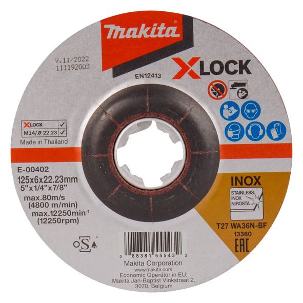 Шліфувальний диск по нержавіючій сталі Makita X-LOCK 125 мм (E-00402)