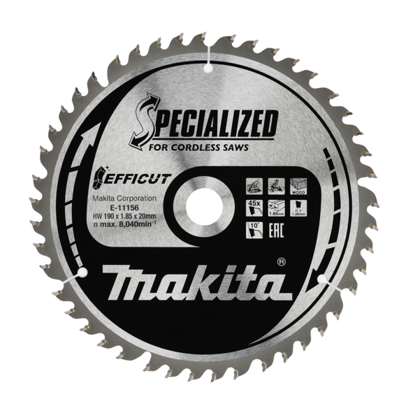 Пильный диск Makita Efficut TCT по дереву 190x20 мм x 45 зубьев (E-11156)