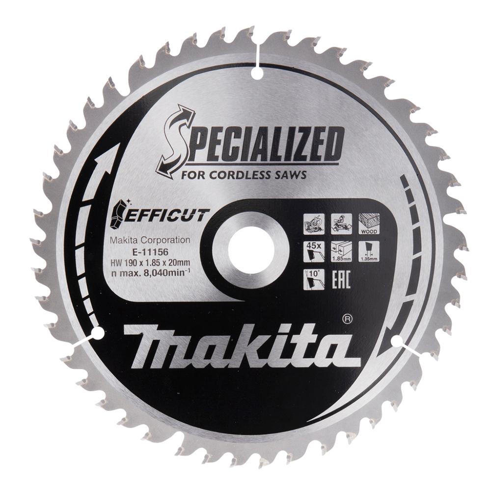 Пильний диск Makita Efficut TCT по деревині 190x20 мм x 45 зубьев (E-11156)