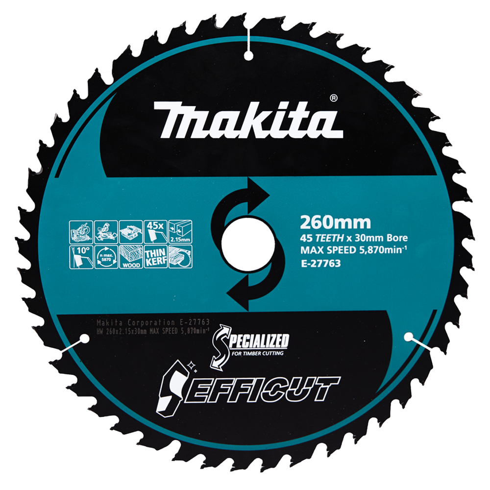 Пиляльний диск Efficut Makita: дерево 260x30 мм x 45 зубів (E-27763)