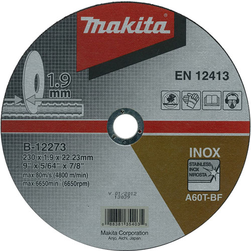 Тонкий відрізний диск для нержавіючої сталі 230х1,9 60Т, плаский Makita (B-12273)