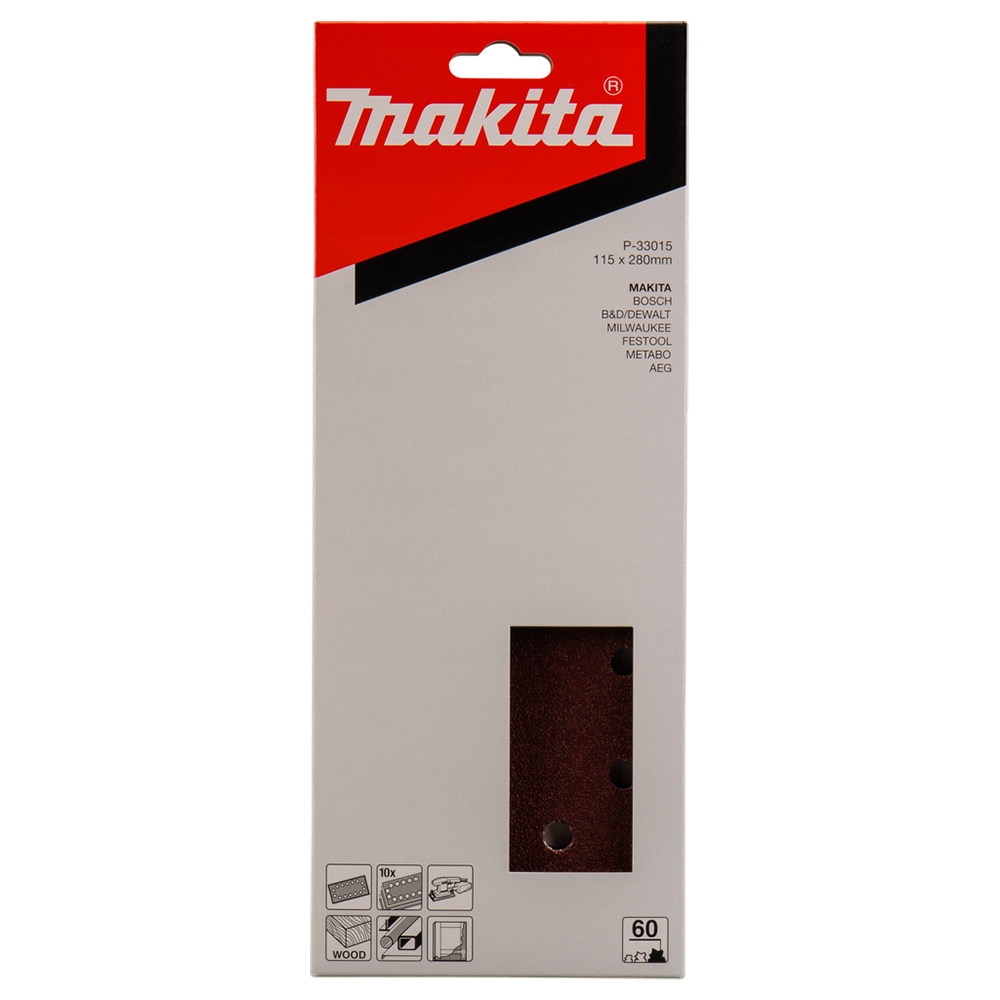 Набір шліфувального паперу 115х280 мм К60 14 отворів (10 шт.) Makita (P-33015)