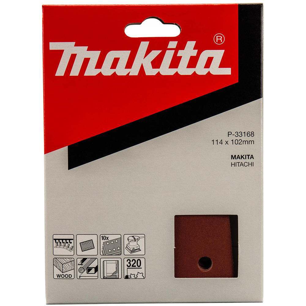 Набір шліфувального паперу 114х102 мм К320 6 отворів (10 шт.) Makita (P-33168)