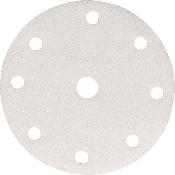 Набор белой шлифовальной бумаги на липучке 150 мм К60 9 отверстий (10 шт.) Makita (P-37845)