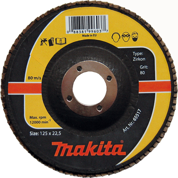 Пелюстковий шліфувальний диск 150х22,23 К80, цирконій Makita (P-65551)