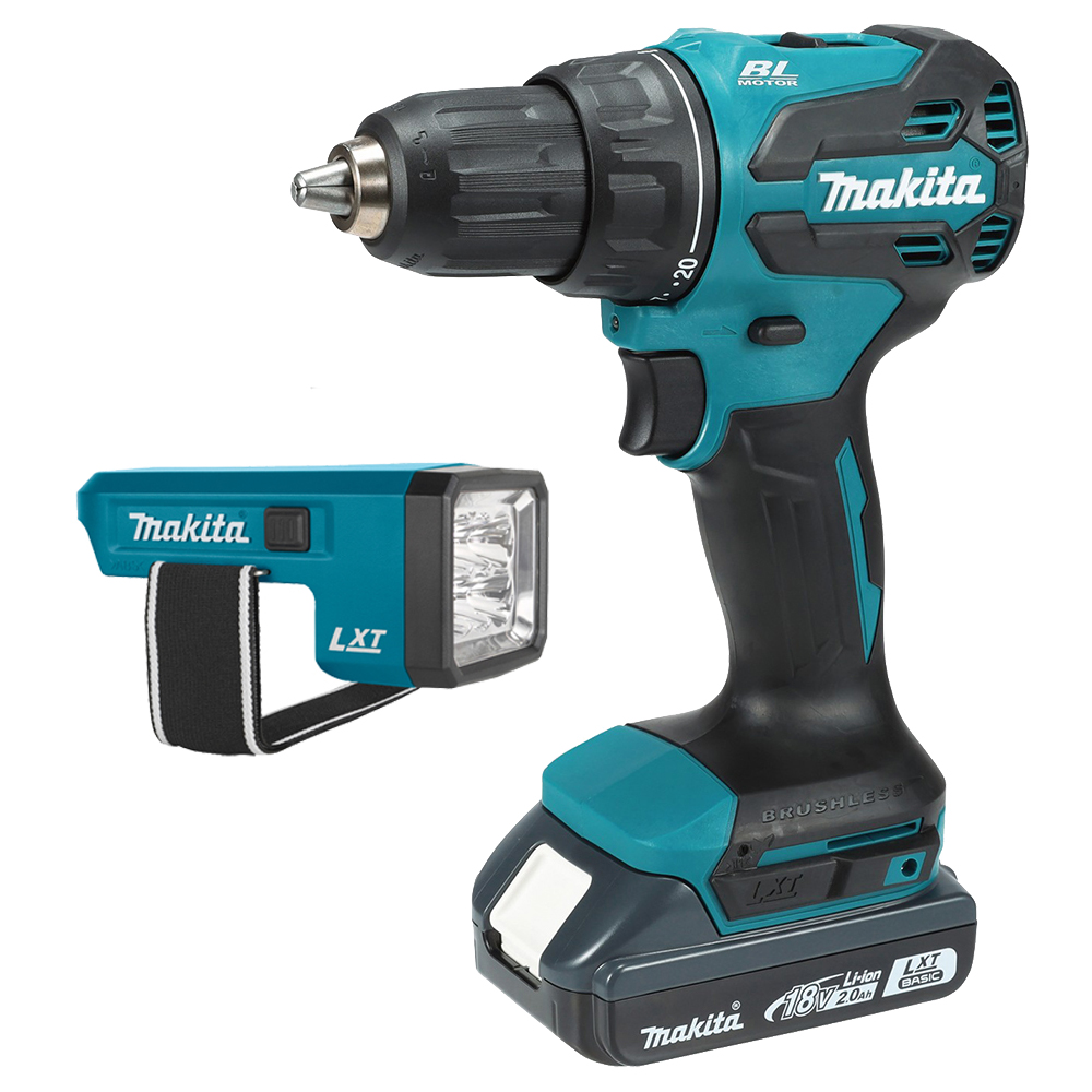Акумуляторний дриль-шурупокрут LXT Basic Makita DDF490WVE + ліхтар DEBDML186