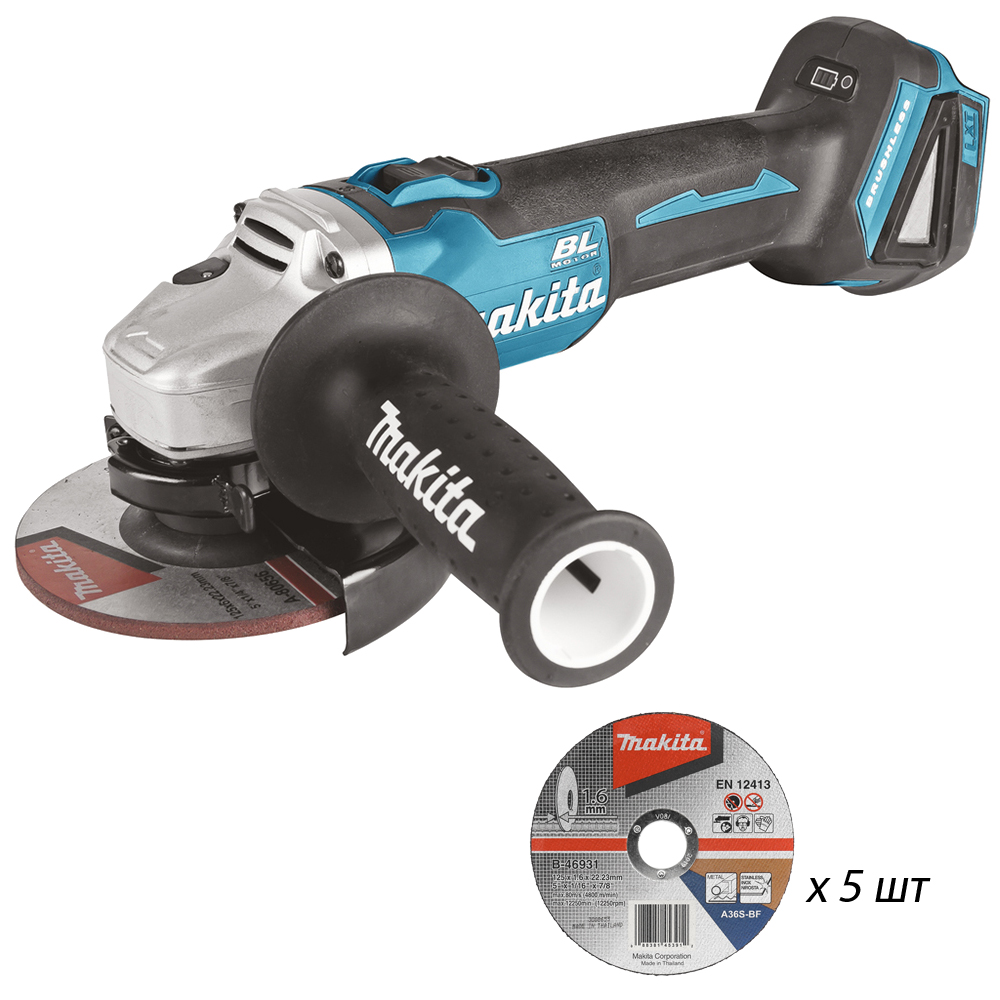 Акумуляторна кутова шліфувальна машина LXT Makita DGA504Z + диски B-46931 (5 шт.) Акумуляторна кутова шліфувальна машина LXT Makita DGA504Z + диски B-46931 (5 шт.)