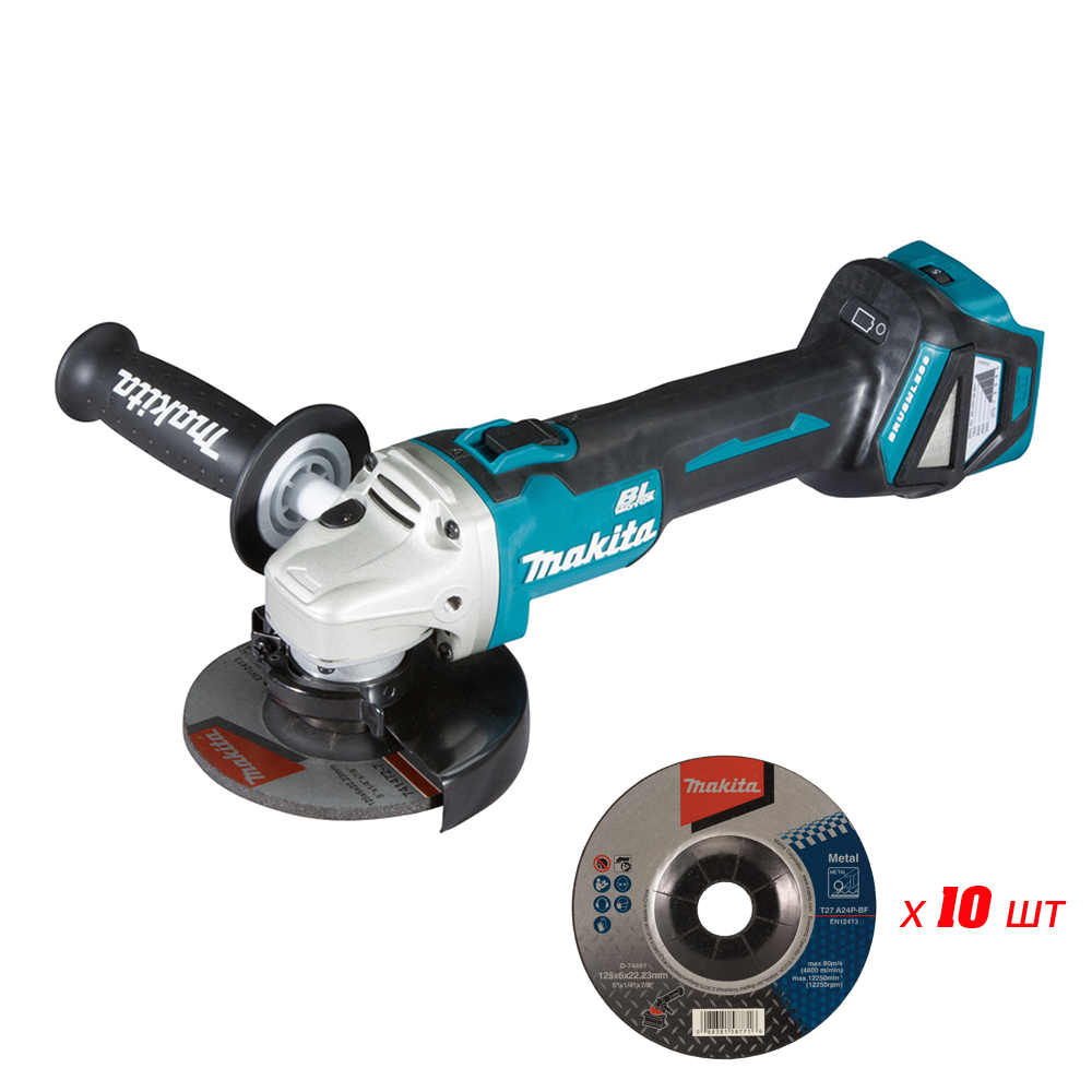 Акумуляторна кутова шліфувальна машина Makita DGA511Z  + диски D-74491 (10 шт)