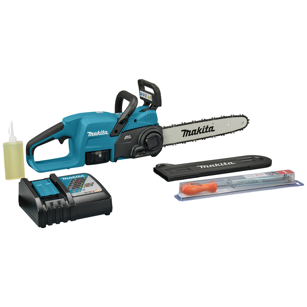 Акумуляторна ланцюгова пила Makita DUC357Z + BL1860B + DC18RC Акумуляторна ланцюгова пила Makita DUC357Z + BL1860B + DC18RC