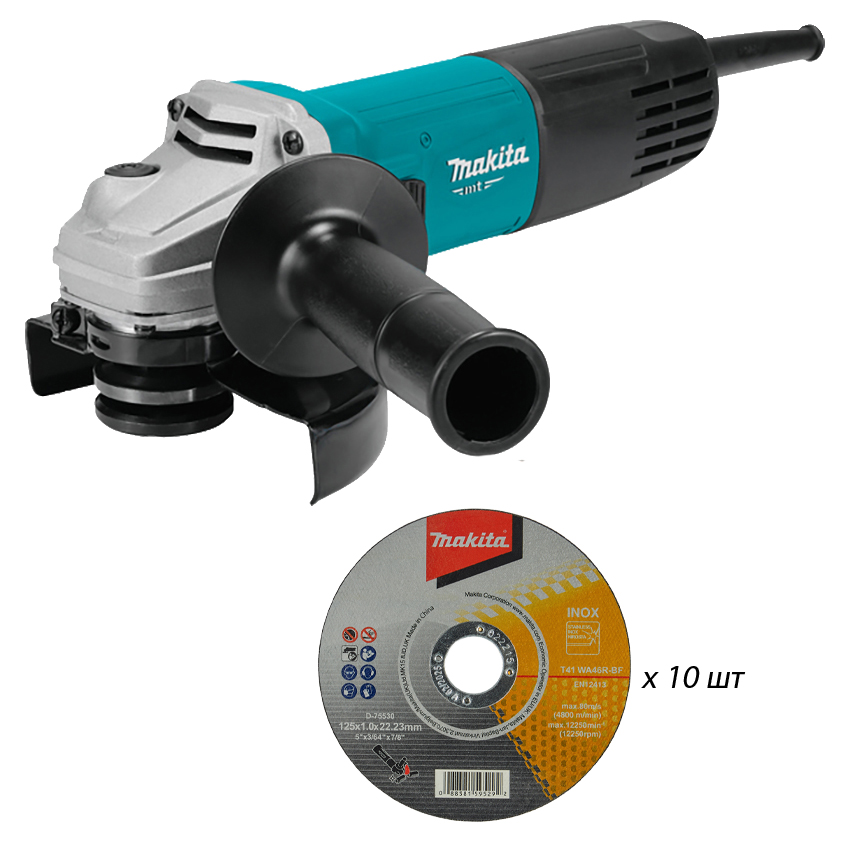 Кутова шліфувальна машина Makita MT M9511RB + D-75530 (10 шт.)